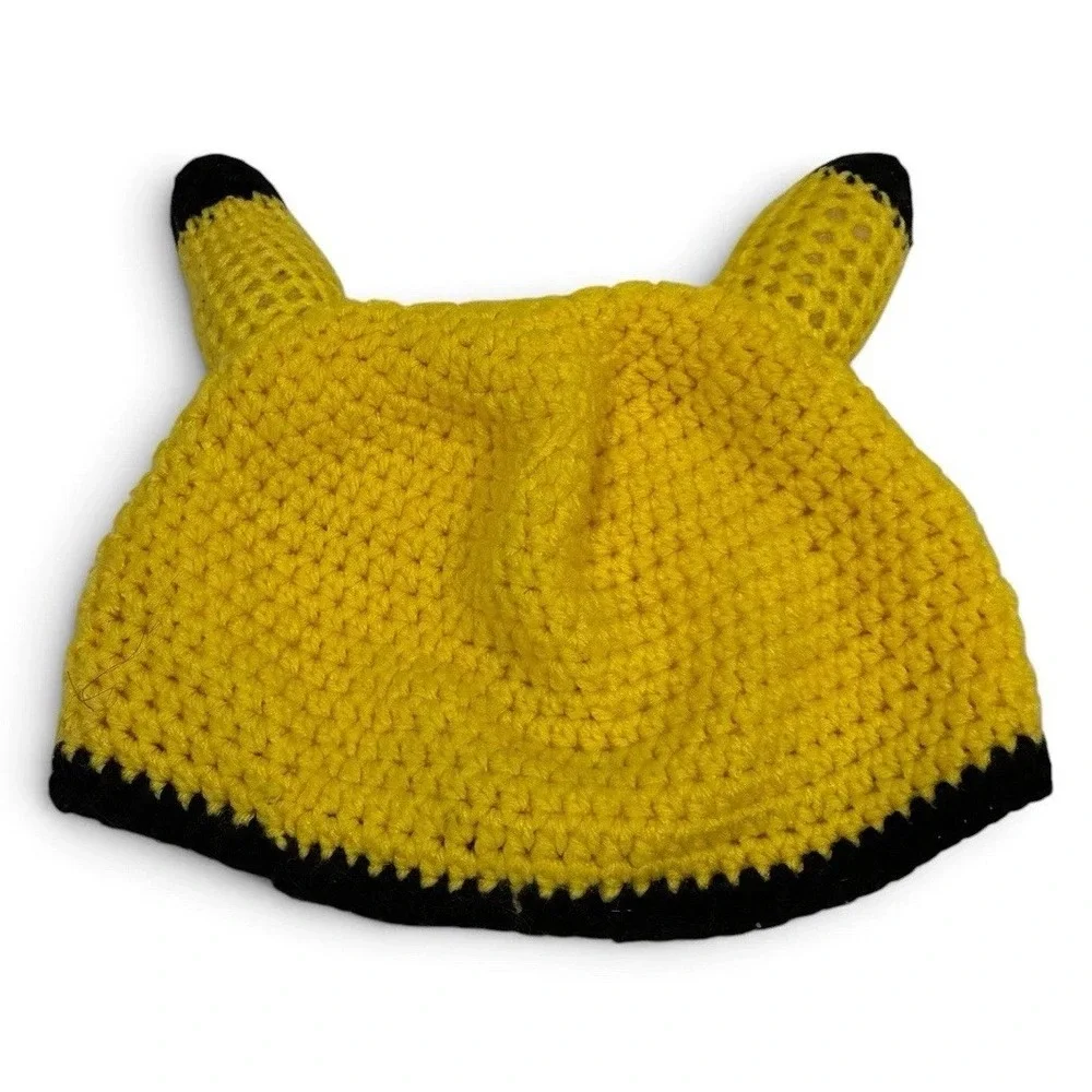 Pikachu Hat Cap Fitted Kids Small Handmade Crochet Pokemon Beanie Cosplay